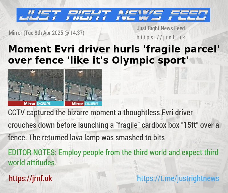 Moment Evri driver hurls ’fragile parcel’ over fence ’like it’s Olympic sport’