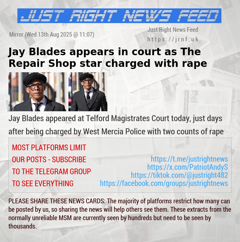 Jay Blades appears in court as The Repair Shop star charged with rape