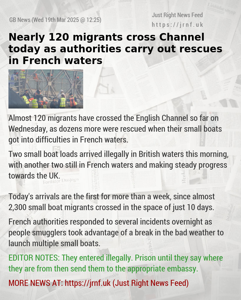 Nearly 120 migrants cross Channel today as authorities carry out rescues in French waters