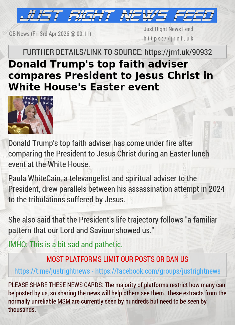 Donald Trump’s top faith adviser compares President to Jesus Christ in White House’s Easter event