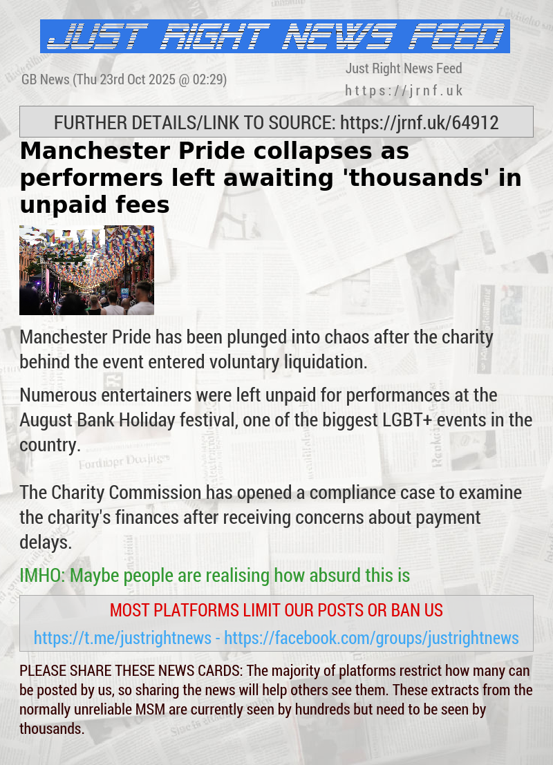 Manchester Pride collapses as performers left awaiting ‘thousands’ in unpaid fees