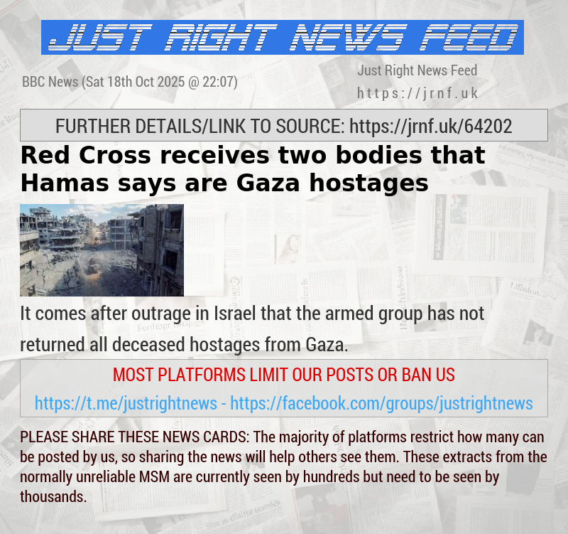 Red Cross receives two bodies that Hamas says are Gaza hostages