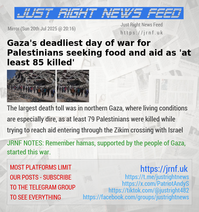Gaza’s deadliest day of war for Palestinians seeking food and aid as ’at least 85 killed’