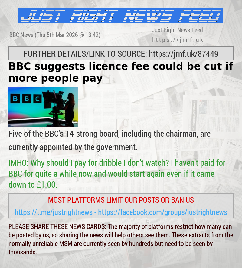 BBC suggests licence fee could be cut if more people pay