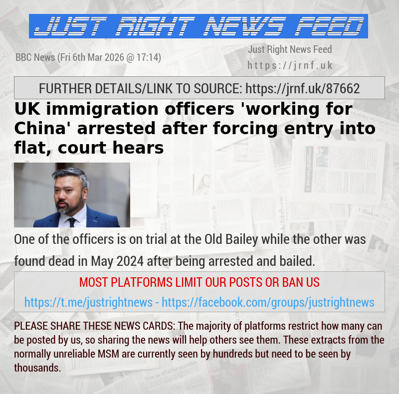 UK immigration officers ’working for China’ arrested after forcing entry into flat, court hears