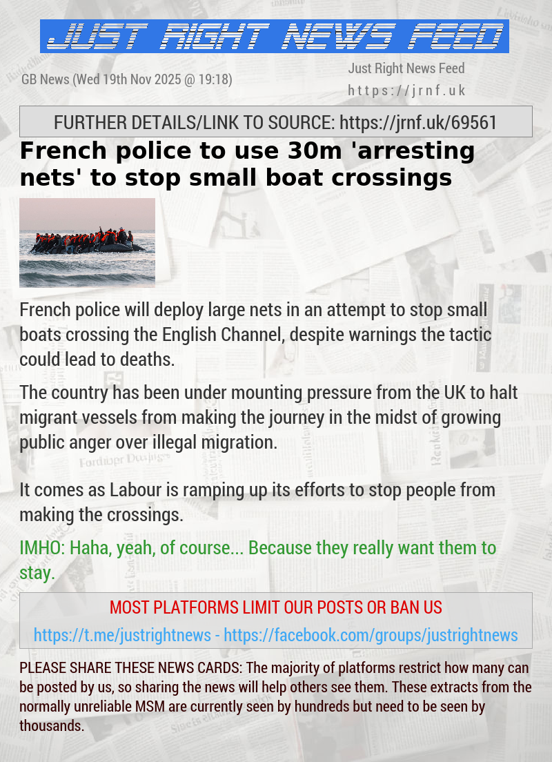 French police to use 30m ’arresting nets’ to stop small boat crossings