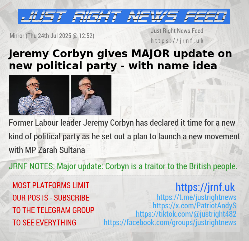 Jeremy Corbyn gives MAJOR update on new political party — with name idea