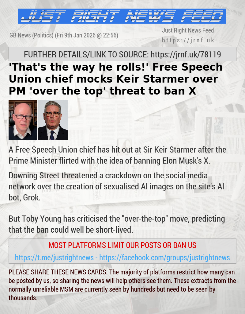 ’That’s the way he rolls!’ Free Speech Union chief mocks Keir Starmer over PM ’over—the—top’ threat to ban X