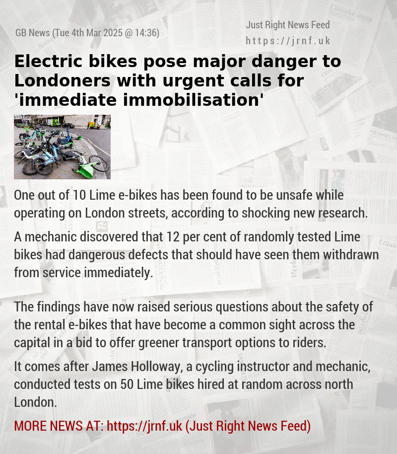 Electric bikes pose major danger to Londoners with urgent calls for ’immediate immobilisation’