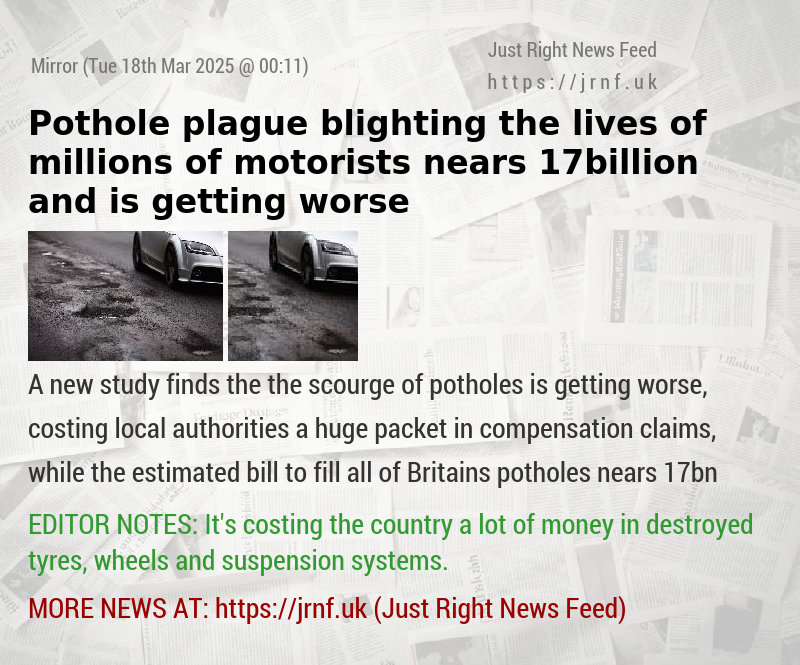 Pothole plague blighting the lives of millions of motorists nears 17billion — and is getting worse