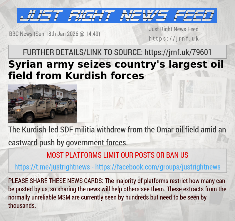 Syrian army seizes country’s largest oil field from Kurdish forces 