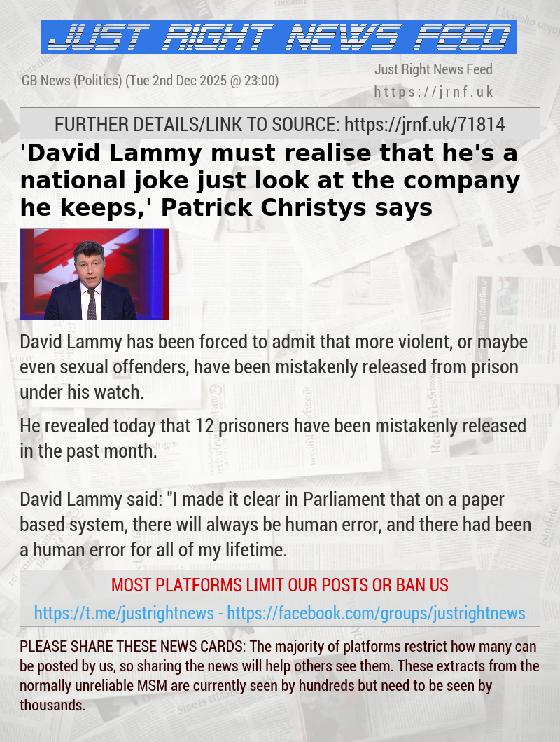 ’David Lammy must realise that he’s a national joke — just look at the company he keeps,’ Patrick Christys says