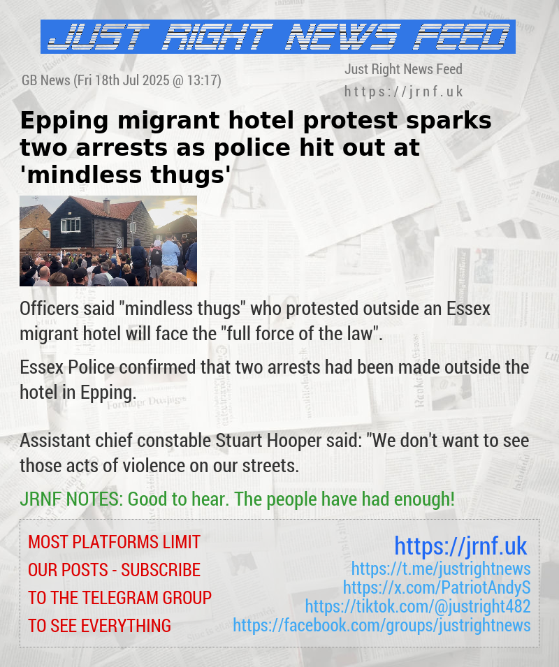 Epping migrant hotel protest sparks two arrests as police hit out at ‘mindless thugs’