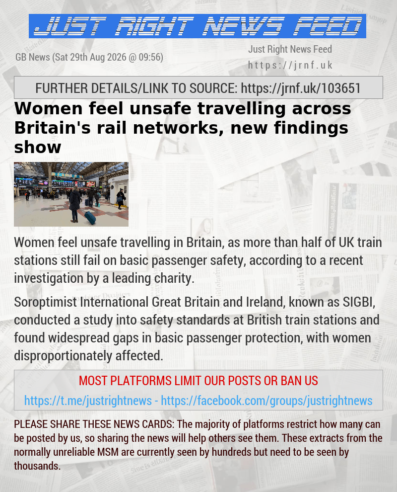 Women feel unsafe travelling across Britain’s rail networks, new findings show