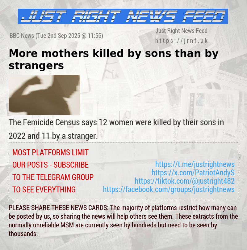 More mothers killed by sons than by strangers