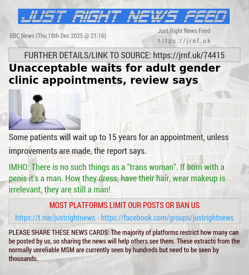 Unacceptable waits for adult gender clinic appointments, review says