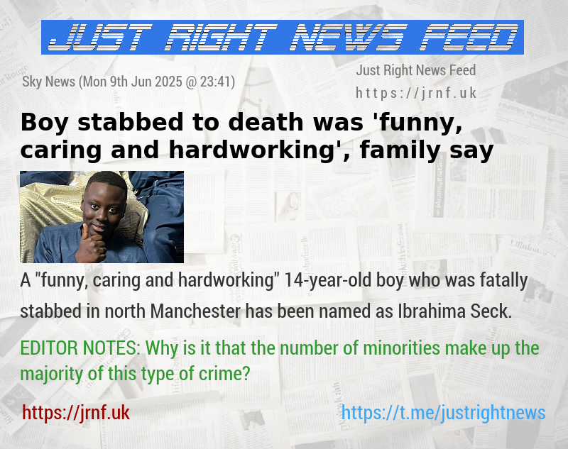 Boy stabbed to death was ’funny, caring and hardworking’, family say