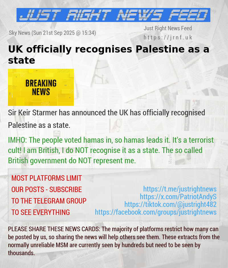 UK officially recognises Palestine as a state