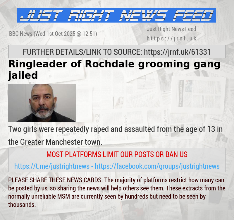 Ringleader of Rochdale grooming gang jailed