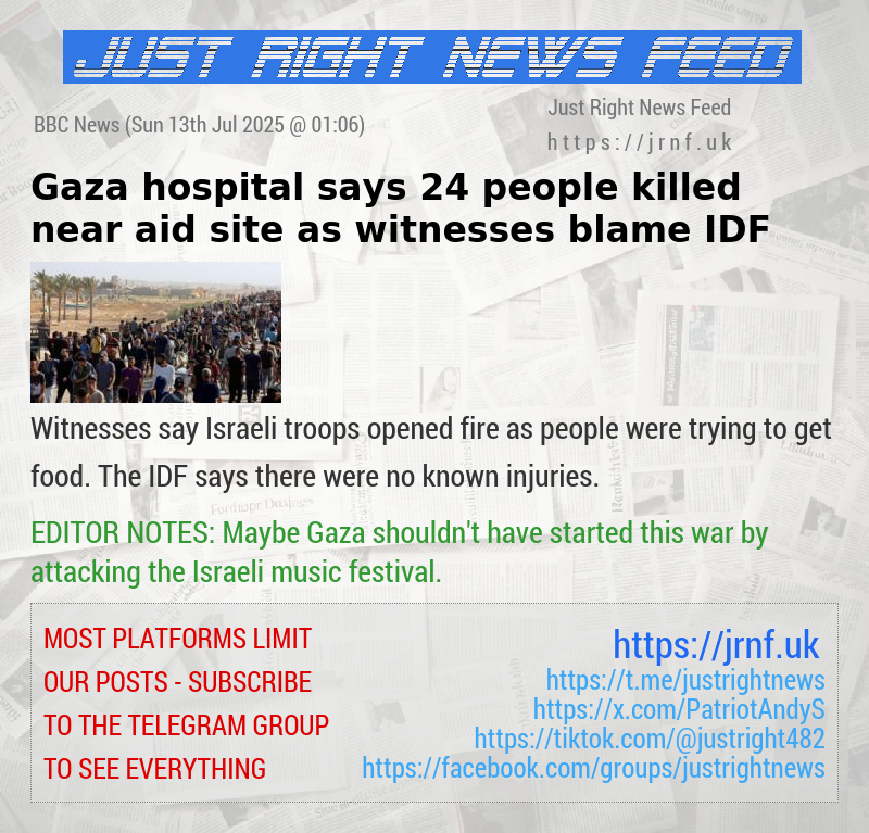Gaza hospital says 24 people killed near aid site as witnesses blame IDF