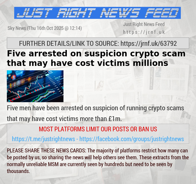 Five arrested on suspicion crypto scam that may have cost victims millions