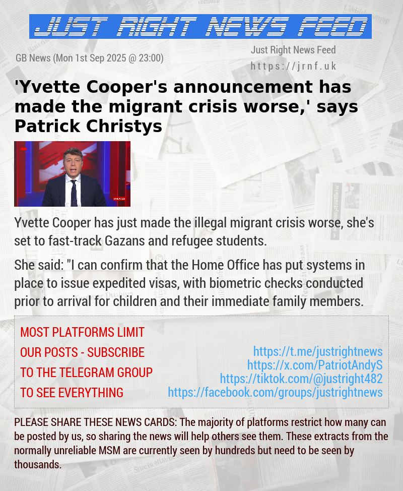 ’Yvette Cooper’s announcement has made the migrant crisis worse,’ says Patrick Christys
