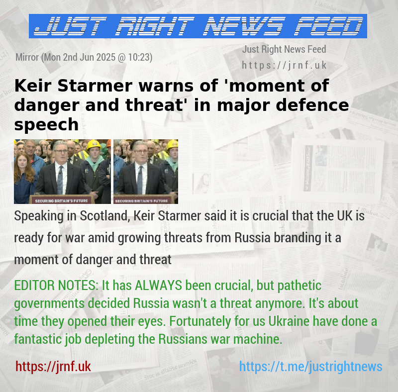 Keir Starmer warns of ’moment of danger and threat’ in major defence speech