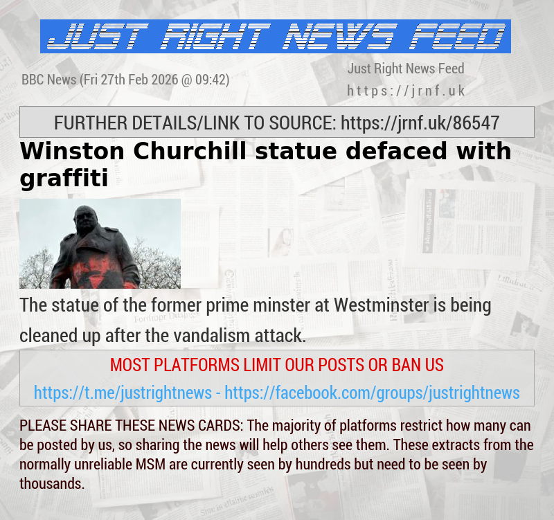Winston Churchill statue defaced with graffiti