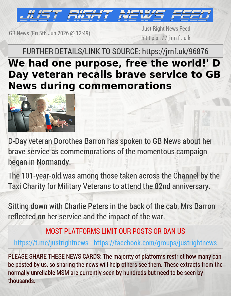 ‘We had one purpose, free the world!’ D—Day veteran recalls brave service to GB News during commemorations