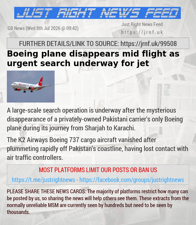 Boeing plane disappears mid—flight as urgent search underway for jet