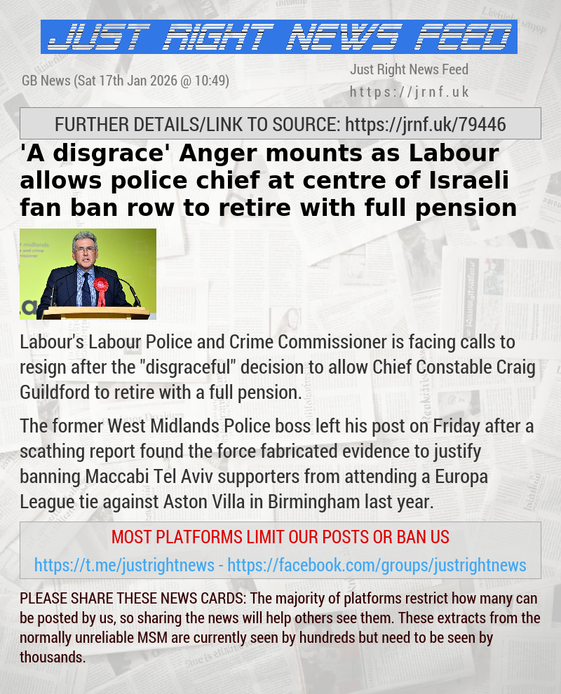 ’A disgrace’ Anger mounts as Labour allows police chief at centre of Israeli fan ban row to retire with full pension