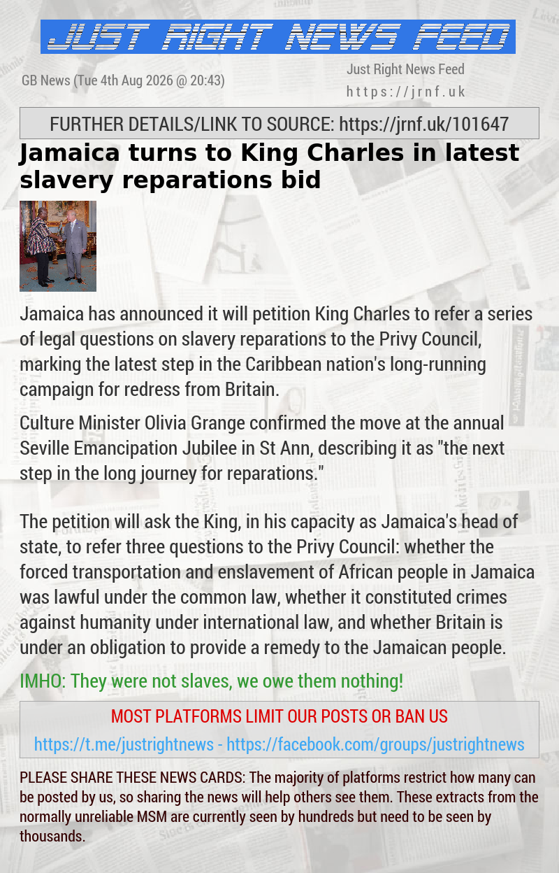 Jamaica turns to King Charles in latest slavery reparations bid
