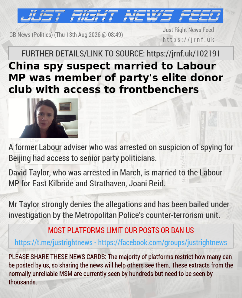 China spy suspect married to Labour MP was member of party’s elite donor club with access to frontbenchers