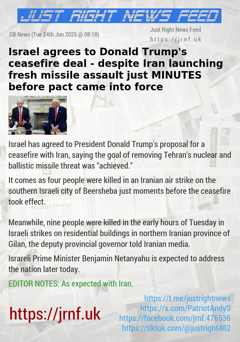 Israel agrees to Donald Trump’s ceasefire deal — despite Iran launching fresh missile assault just MINUTES before pact came into force