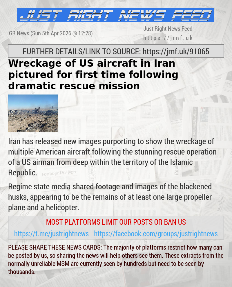 Wreckage of US aircraft in Iran pictured for first time following dramatic rescue mission