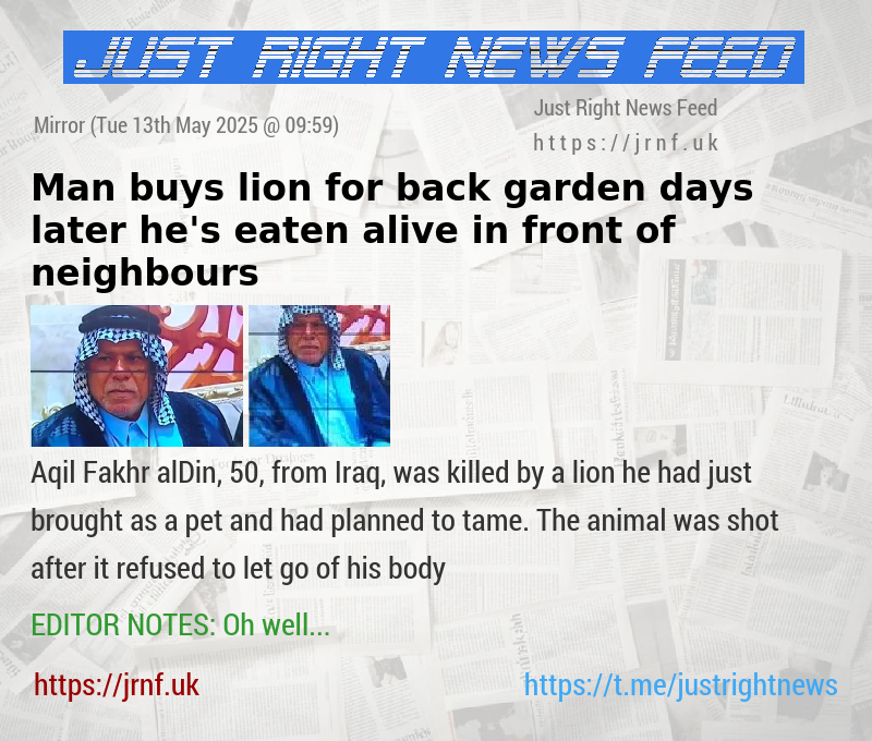 Man buys lion for back garden  days later he’s eaten alive in front of neighbours