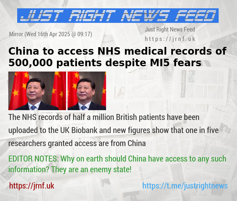 China to access NHS medical records of 500,000 patients despite MI5 fears 