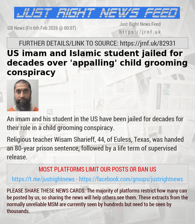 US imam and Islamic student jailed for decades over ’appalling’ child grooming conspiracy