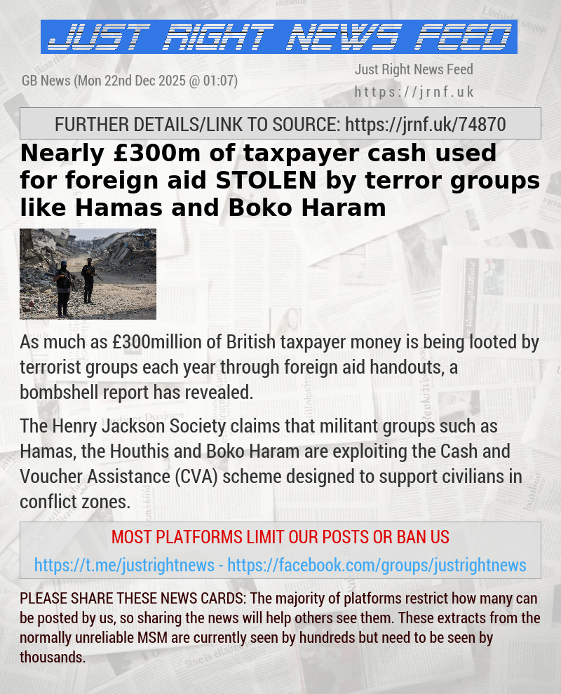 Nearly &pound;300m of taxpayer cash used for foreign aid STOLEN by terror groups like Hamas and Boko Haram