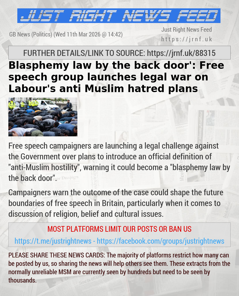 ‘Blasphemy law by the back door’: Free speech group launches legal war on Labour’s anti—Muslim hatred plans