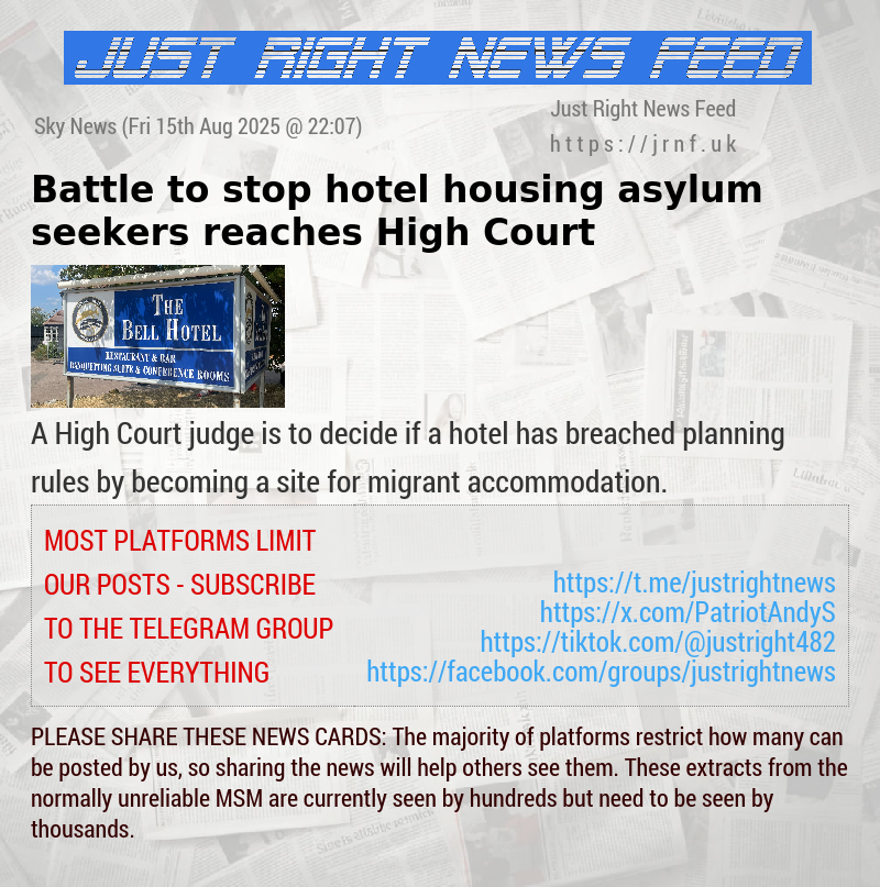 Battle to stop hotel housing asylum seekers reaches High Court