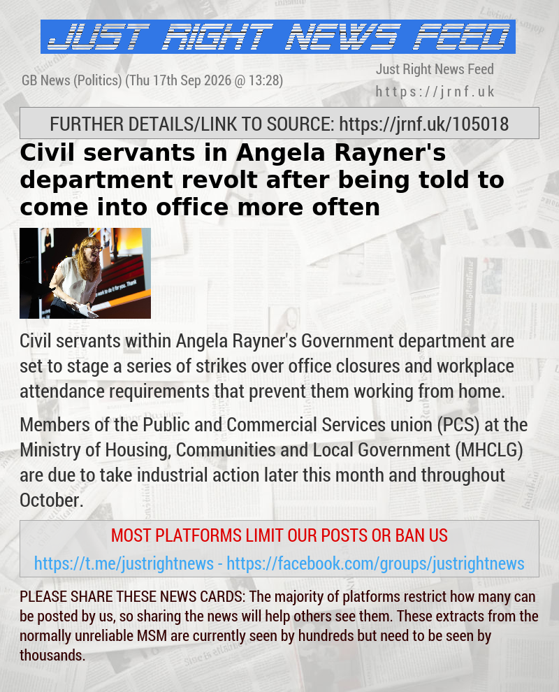 Civil servants in Angela Rayner’s department revolt after being told to come into office more often