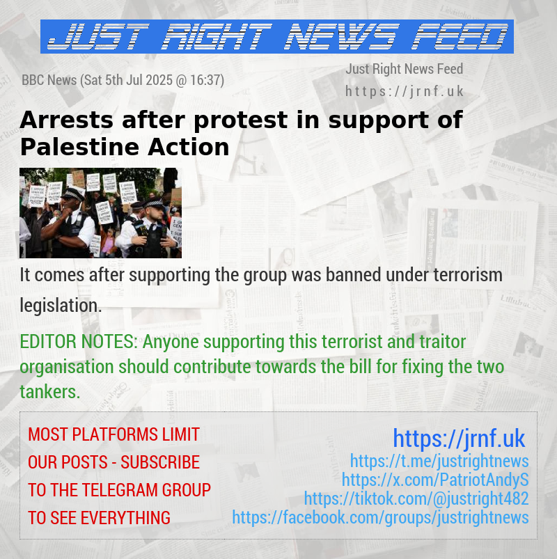 Arrests after protest in support of Palestine Action