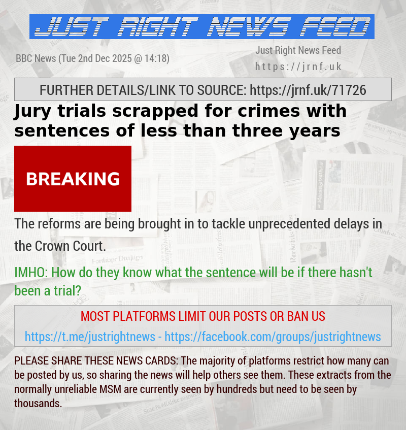Jury trials scrapped for crimes with sentences of less than three years