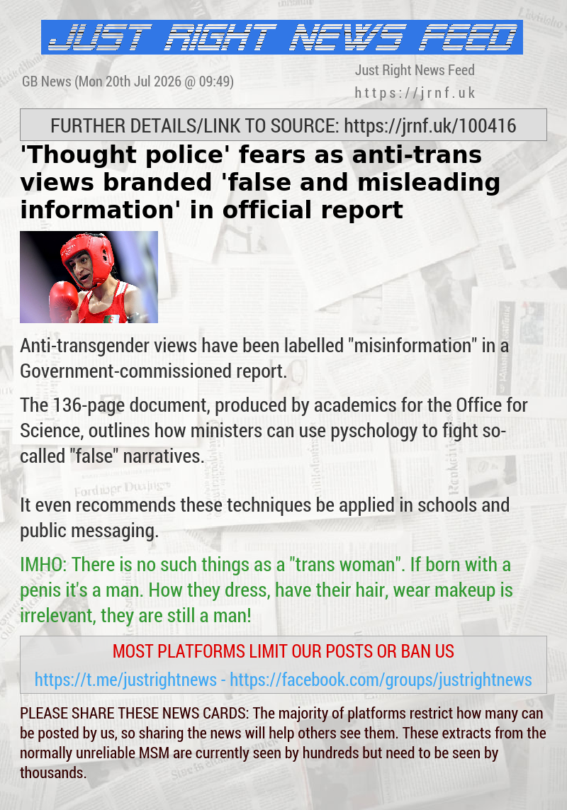 ’Thought police’ fears as anti—trans views branded ’false and misleading information’ in official report