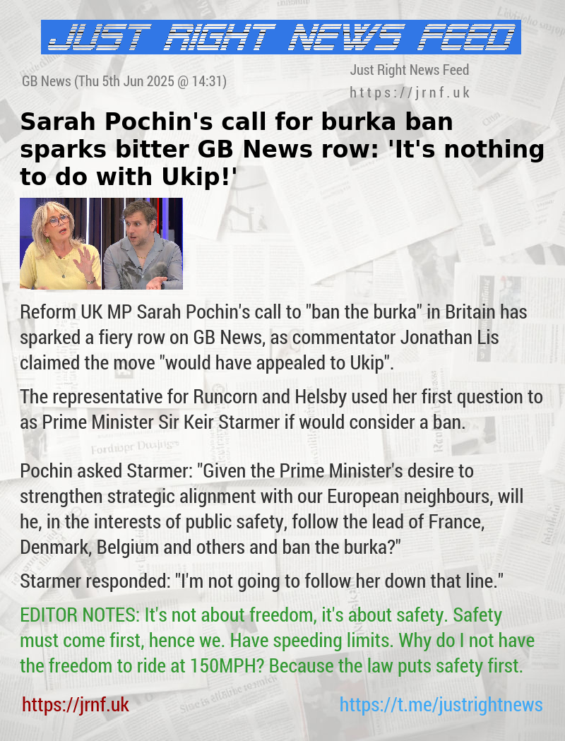 Sarah Pochin’s call for burka ban sparks bitter GB News row: ’It’s nothing to do with Ukip!’