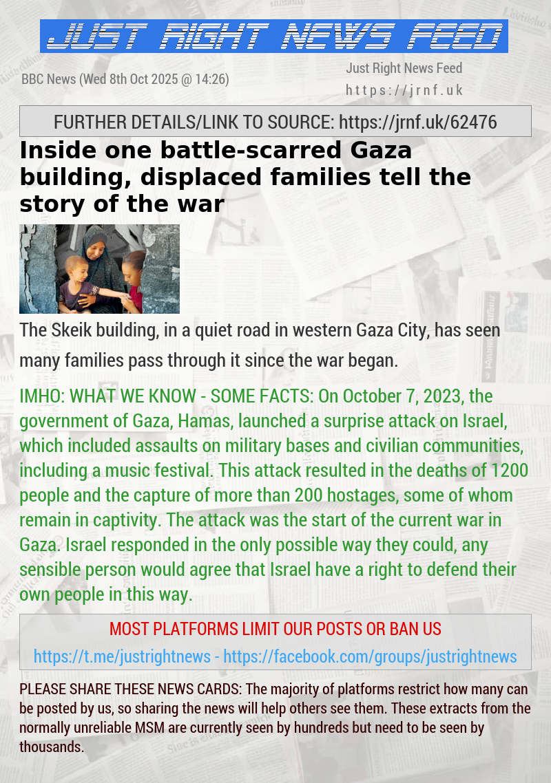 Inside one battle—scarred Gaza building, displaced families tell the story of the war