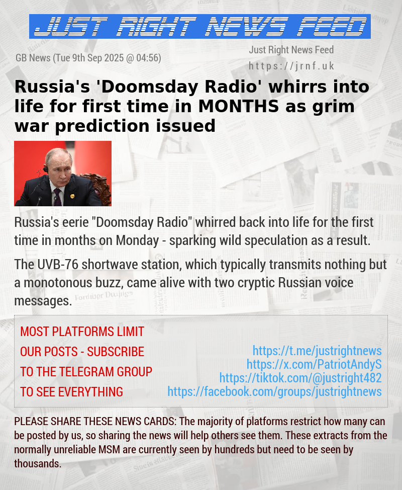 Russia’s ’Doomsday Radio’ whirrs into life for first time in MONTHS as grim war prediction issued