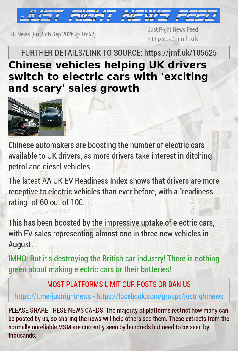 Chinese vehicles helping UK drivers switch to electric cars with ’exciting and scary’ sales growth