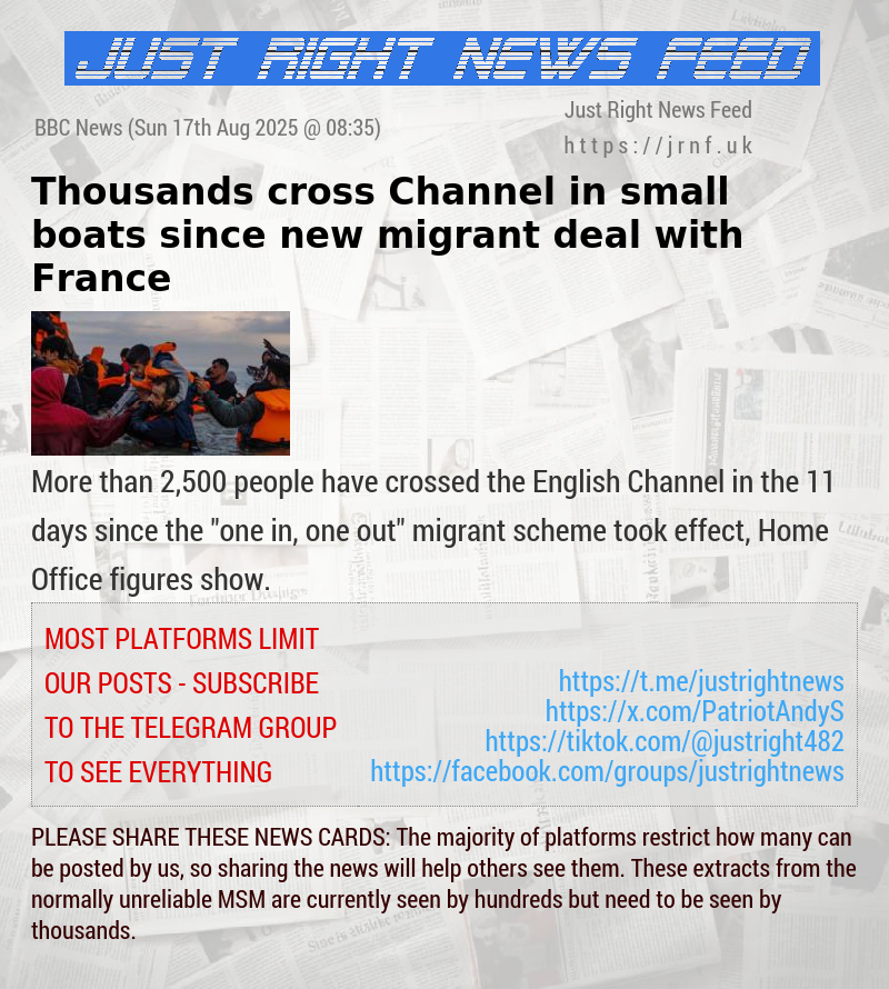 Thousands cross Channel in small boats since new migrant deal with France